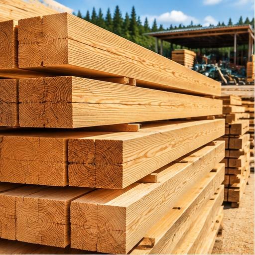 Canadian lumber stacked at a sawmill